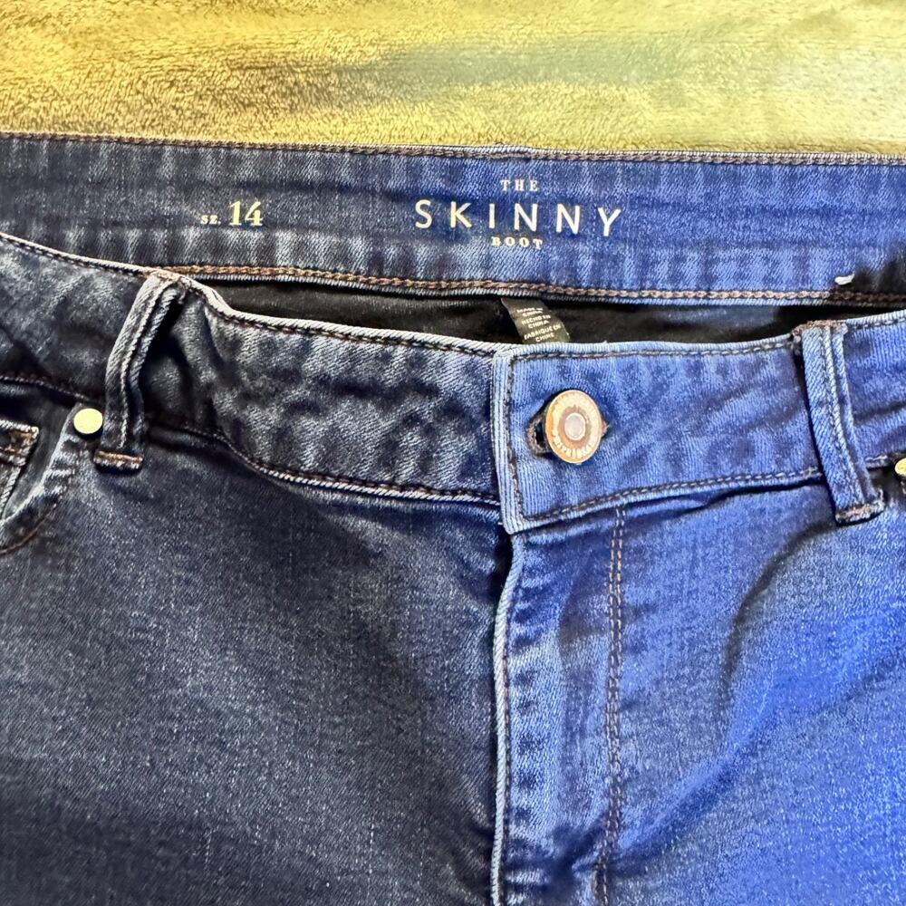 White House Black Market The Skinny Boot Jeans Dark Wash Stretch Size 14 - Picture 4 of 12